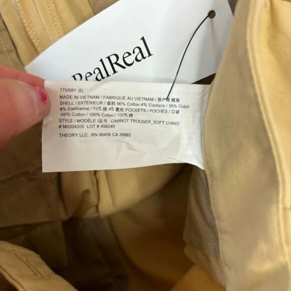 Theory Carrot Trouser Soft Chino Cotton Pants Yellow size 6 business career - Picture 4 of 8